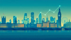 Financial Markets News UK Traders analyzing market fluctuations on digital screens with UK