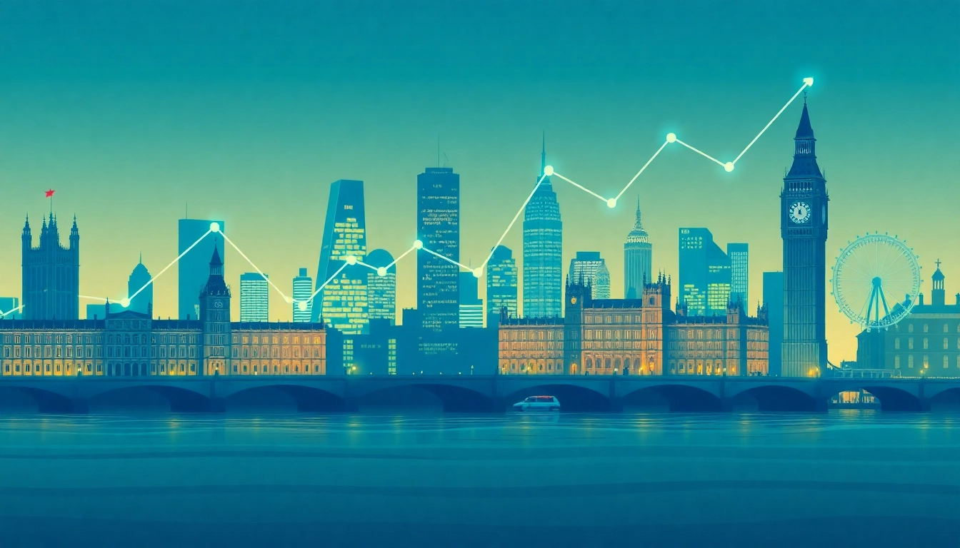 Financial Markets News UK Traders analyzing market fluctuations on digital screens with UK